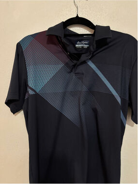Men's Ben Hogan Polo Shirt Size S Blue Geometric Print